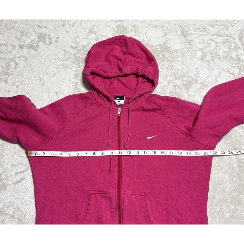 Nike Hoodie Women's Large Pink Full Zip Sweatshirt White Embroidered Logo